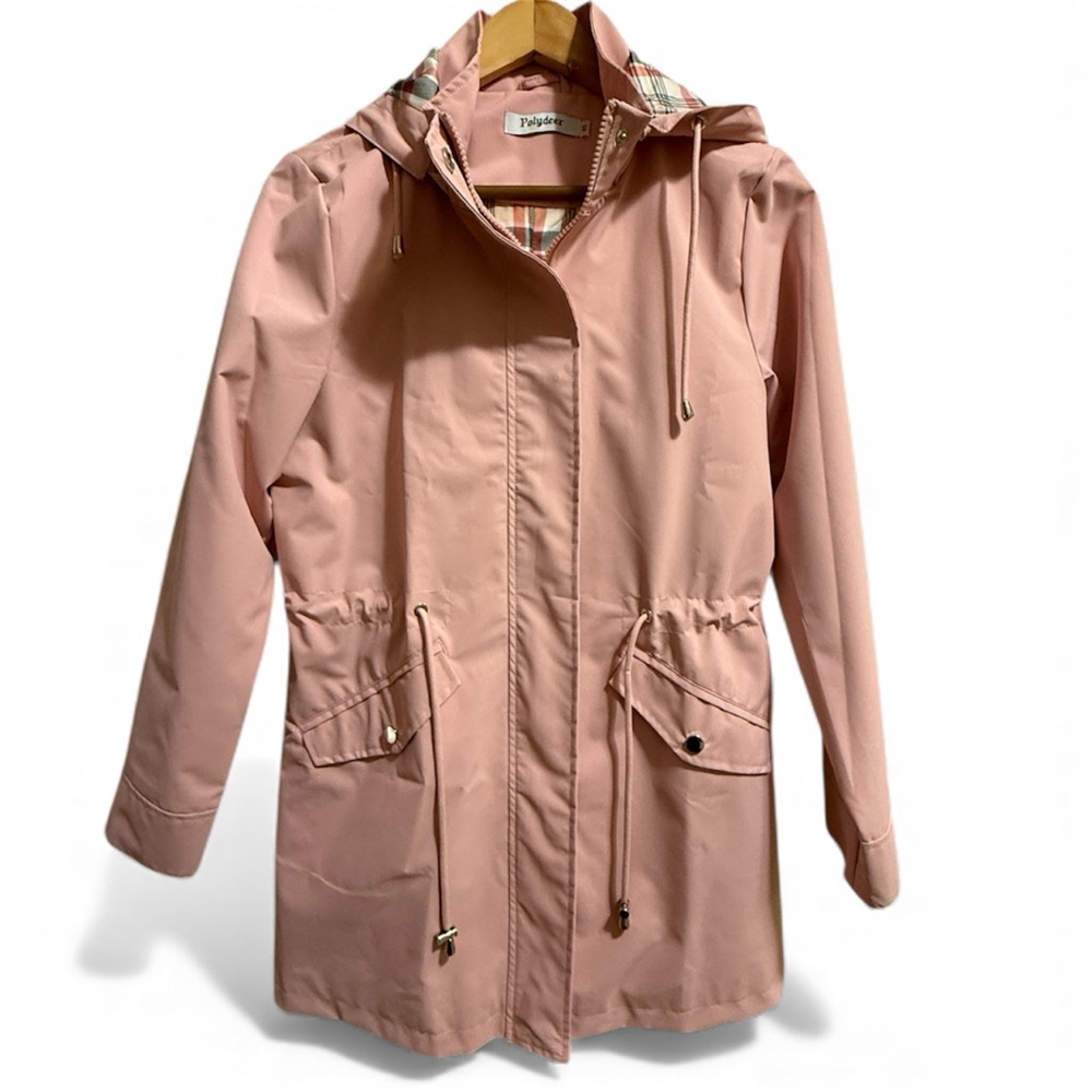 Pink Trench Coat by Pollydeer with Detachable Hood. NWT - Picture 4 of 15